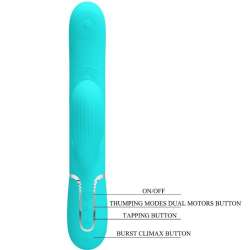 PRETTY LOVE PERLITA VIBRADOR PUNTO G 3 EN 1 MULTIFUNCIoN VERDE AGUA