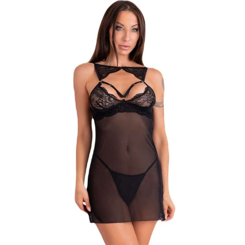 LIVCO CORSETTI FASHION KROLINA LC 90734 CHEMISE TANGA NEGRO S M