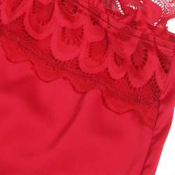 SUBBLIME BABYDOLL SATINADO CON ENCAJE ROJO S M