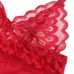 SUBBLIME BABYDOLL SATINADO CON ENCAJE ROJO S M