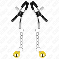 KINK PINZAS PARA PEZONES CON COLGANTE DE CASCABEL DORADO 6 CM