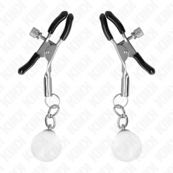 KINK PINZAS PARA PEZONES PLATEADAS CON COLGANTE DE VIDRIO 6 CM