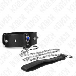 KINK COLLAR CON CORREA 65 CM CON DIAMANTES AZULES AJUSTABLE 36 43 CM X 5 CM