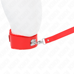 KINK COLLAR CON CORREA 116 CM CON TACHUELAS PLATEADAS MODELO 4 ROJO AJUSTABLE 40 48 CM X 6 CM