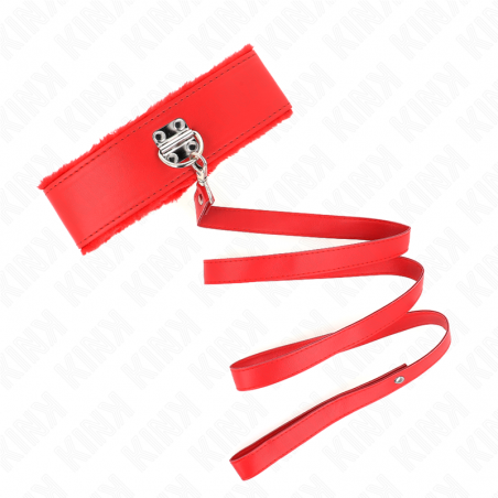 KINK COLLAR CON CORREA 116 CM CON TACHUELAS PLATEADAS MODELO 4 ROJO AJUSTABLE 40 48 CM X 6 CM