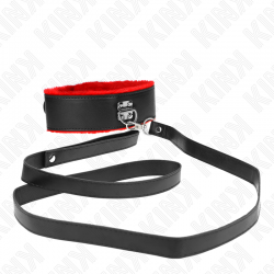 KINK COLLAR CON CORREA 116 CM DE PIEL ROJO AJUSTABLE 40 48 CM X 6 CM