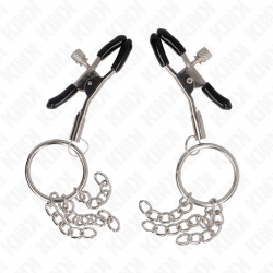 KINK PINZAS PARA PEZONES CON ARO Y PEQUEaAS CADENAS PLATEADO 6 CM