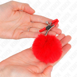 KINK PINZAS PARA PEZONES CON POMPaN ROJO 6 CM