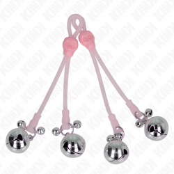 KINK PINZAS PARA PEZONES LUMINOSAS FORMA CALABERA CON CASCABEL SONORO AJUSTABLE ROSA PLATEADO