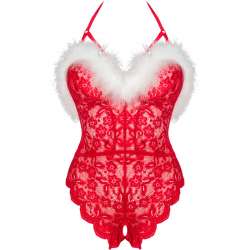 LIVCO CORSETTI FASHION SANTAS LACE LADY BODY CROTCHLESS NAVIDEaO S M