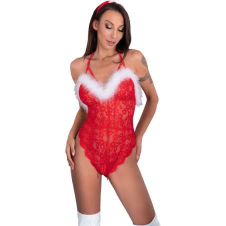 LIVCO CORSETTI FASHION SANTAS LACE LADY BODY CROTCHLESS NAVIDEaO L XL