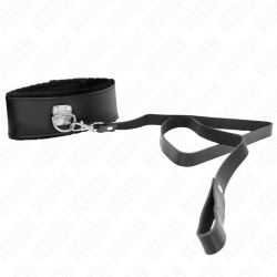 KINK COLLAR CON CORREA 116 CM DE PIEL NEGRO AJUSTABLE 40 48 CM X 6 CM