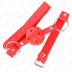 KINK MORDAZA DE BOLA 4 CM TRANSPIRABLE CON DOBLE REMACHE MODELO 1 ROJO 62 x 25 CM AJUSTABLE 42 58 CM