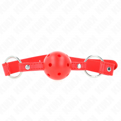 KINK MORDAZA DE BOLA 4 CM TRANSPIRABLE CON DOBLE REMACHE MODELO 1 ROJO 62 x 25 CM AJUSTABLE 42 58 CM