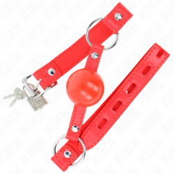 KINK MORDAZA DE BOLA 4 CM TPE CON CANDADO ROJO 60 x 2 CM