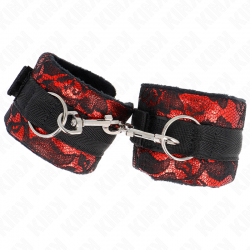 KINK MUaEQUERAS CORTAS DE ENCAJE TERCIOPELO Y UNIaN DE NYLON ROJO NEGRO 23 X 65 CM