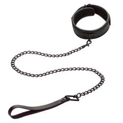 CALEXOTICS NOCTURNAL COLLAR Y CORREA CUERO AJUSTABLE NEGRO