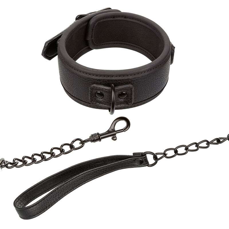 CALEXOTICS NOCTURNAL COLLAR Y CORREA CUERO AJUSTABLE NEGRO