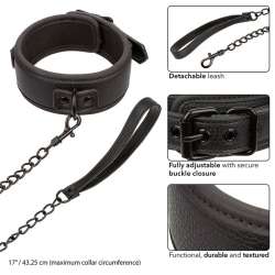 CALEXOTICS NOCTURNAL COLLAR Y CORREA CUERO AJUSTABLE NEGRO