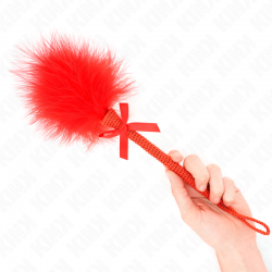 KINK MASAJEADOR DE CUERDA DE NAILON CON PLUMAS PARA COSQUILLAS Y LAZO ROJO 25 CM