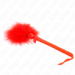 KINK MASAJEADOR DE CUERDA DE NAILON CON PLUMAS PARA COSQUILLAS Y LAZO ROJO 25 CM