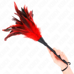 KINK PLUMAS DE POLLO PARA COSQUILLAS CON FORMA CUERNO DE CRIADA ROJO 36 CM