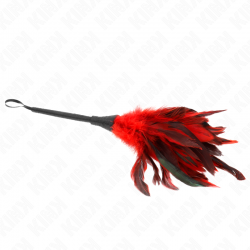 KINK PLUMAS DE POLLO PARA COSQUILLAS CON FORMA CUERNO DE CRIADA ROJO 36 CM