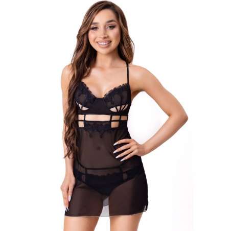 LIVCO CORSETTI FASHION MAIA 20247 BABYDOLL TANGA NEGRO L XL