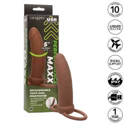 CALEXOTICS MAXX DOBLE PENETRADOR GRUESO 10 VIBRACIONES MULATO