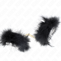 KINK ESPOSAS DE PLUMAS NEGRO CON CADENA DORADA MODELO 2