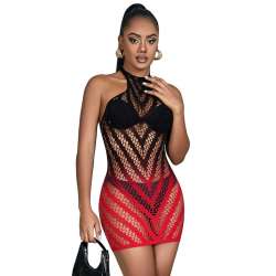 SUBBLIME 952242 BODYSTOCKING DE REJILLA ELSTICO DEGRADADO ROJO Y NEGRO TALLA aNICA